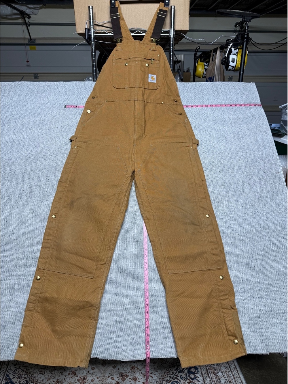 Carhartt Brown Duck Canvas Work Overalls Bib Pants